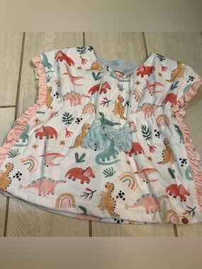 Cheeky Plum Dinosaur Poncho Cover Up 12-24M Hooded Beach Pool Terry Cloth